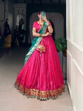 Bollywood Style Pink Jacquard Silk Lehenga Choli With Dupatta For Function Wear