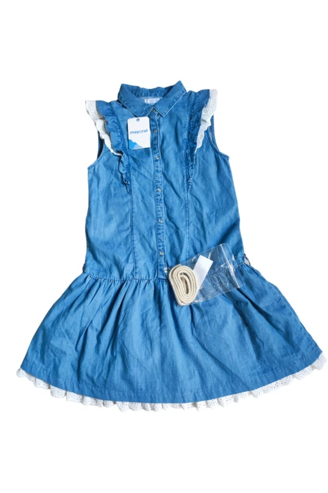 Vestido de niña Mayoral azul para el día a día 158 - Imagen 2 de 3
