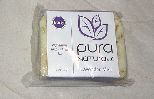 pura naturals lavender mist exfoliating soap infused bar