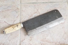 Crude - Chinese Cleaver Meat Chopping Chef Knife, 9 Inch, Carbon Steel, Forged