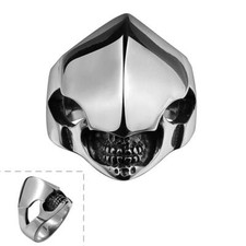Mens Unisex Stainless Steel Ring Shield Alien Teeth Silver L69