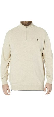 New Big Mens Polo Ralph Lauren Luxury Jersey Tan 1/2 Zip Pullover Sweater 2XB 885400951172 | eBay