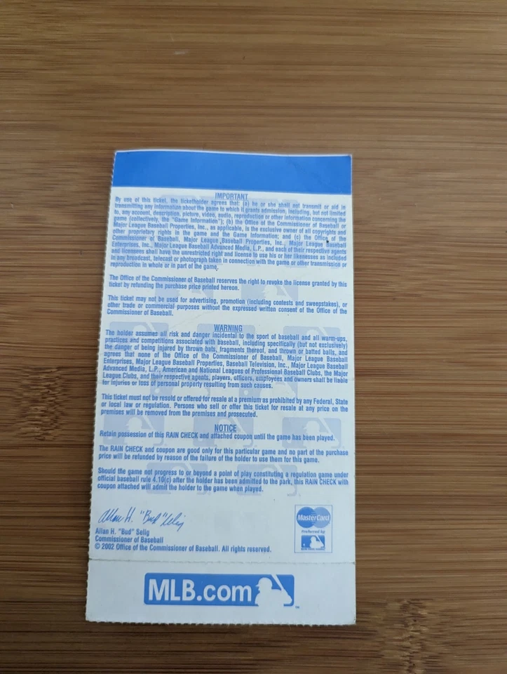 19/10/02 2002 MLB Serie Mundial Juego 1 Boleto Stub Angels v Giants Barry Bonds HR Foto 2 de 2