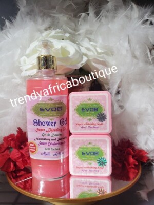 1 EVOB shower gel & 2 150g bar soap.