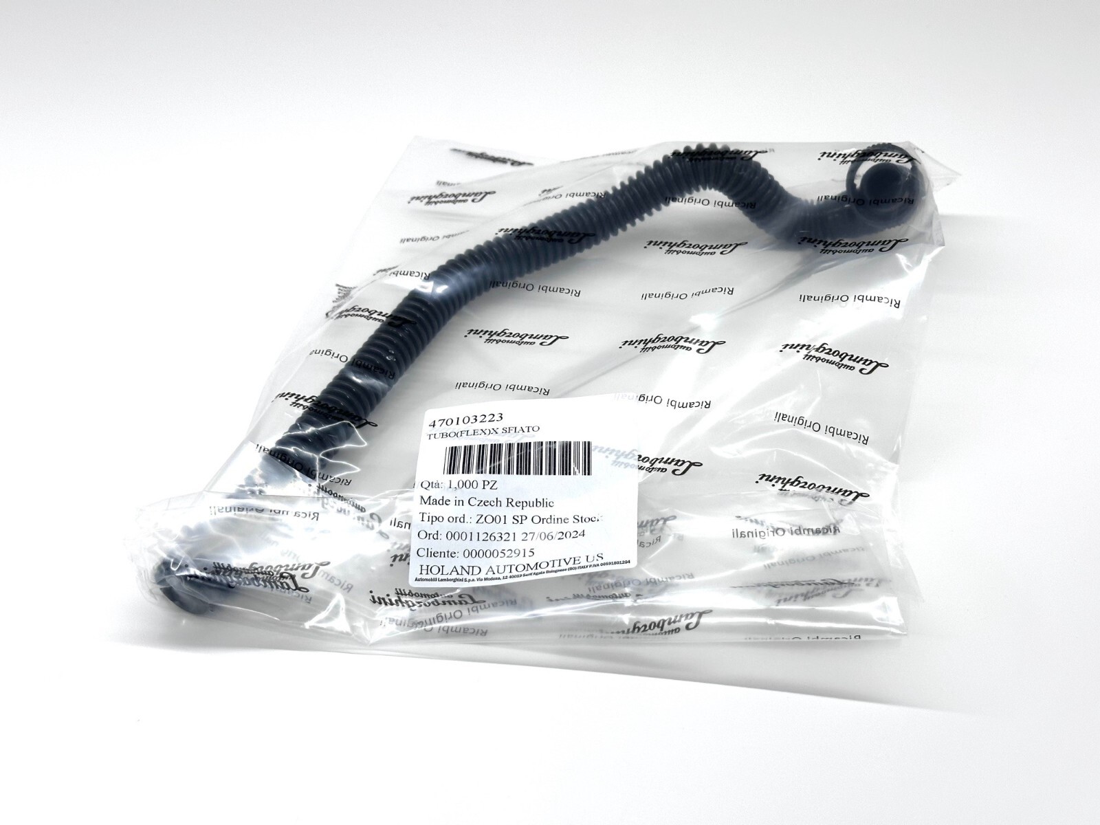 Lamborghini Aventador Vent Hose for Cylinder Head Cover Brand New OEM 470103223