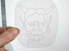 vtg 1960s 1970s Tattoo Flash acetate stencil Japanese Kabuki Devil signed DD1