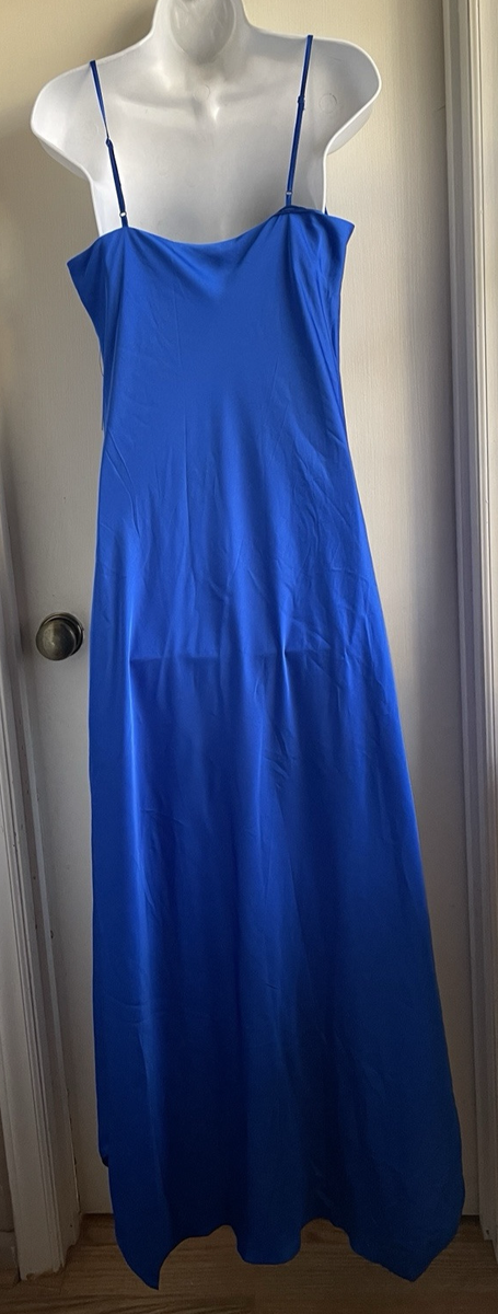 Express NWT Medium Blue Silky Feel Satin Slip Maxi Dress *Tiny Flaw | eBay