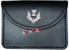 Scottish Leather Pouch Highland Thistle Embossed Kilt Belt Black Kilts New AAR