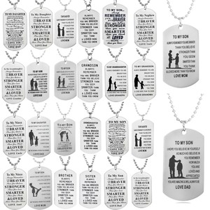 Gifts Son Daughter Pendant Necklace Love Dad Mum Tag Necklaces