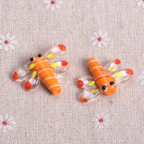 2pcs Handmade Dragonfly 26x21mm Lampwork Glass Loose Beads For Jewelry Making - Picture 6 of 12