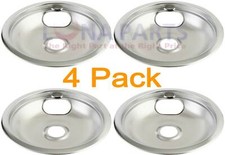 4 Pack White Westinghouse Stove 8" Burner Chrome Drip Pan 316048413