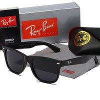 Unisex Adults 55-16 145mm Ray-Ban Justin 2140 Men's Sunglasses - Black/Blue UK