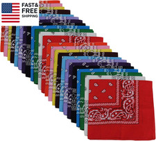 Bandanas 24Pcs 22 X 22 Inch 100 Cotton Bandana Novelty Double Sided Print Paisl
