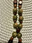 Vintage Unakite Semi Precious Stone Necklace (sterling silver clasp) — photo 5