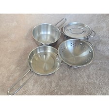 Melissa  Doug Stainless Steel Pots and Pans Play Set CZ18050 Silver 5 Piece