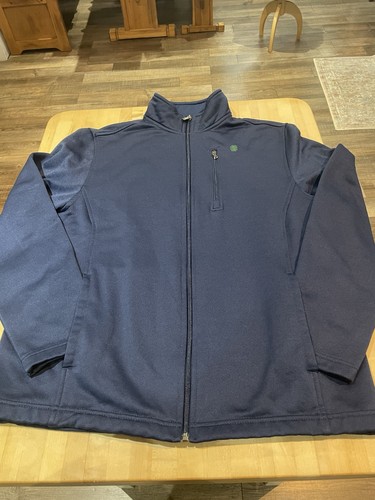 IZOD Jacket Advantage Performance Stretch Blue Full Zip 3 Pocket S Green Logo