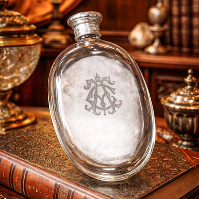 #ad #ad Unusual Large Thick Victorian Antique Crystal Sterling Silver Scent Bottle Flask $450.00