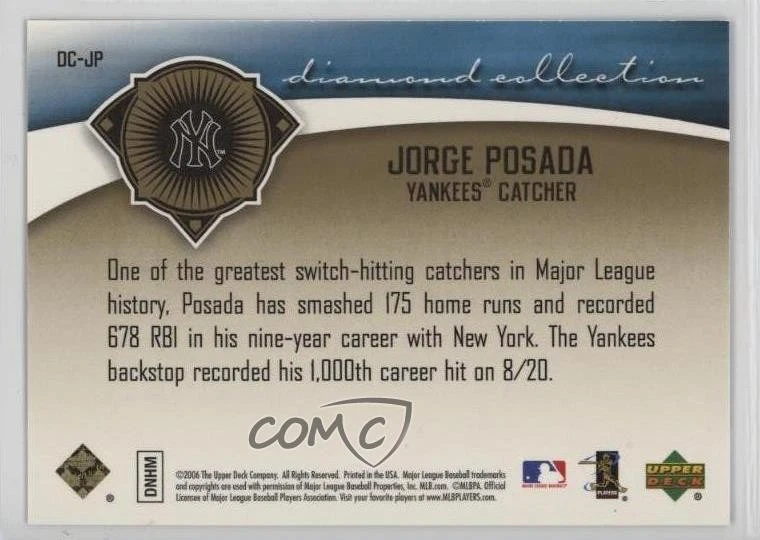 2006 Upper Deck Diamond Collection Gold /699 Jorge Posada #DC-JP - Image 2 of 2