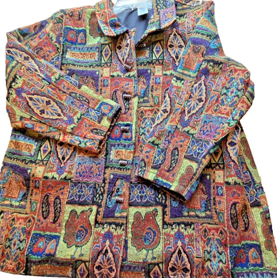 Ciervo Blanco Para Mujer 22W/24W Tapiz Pesado Cuentas Chaqueta Barril Botones Bolsillos Foto 3 de 4