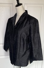 Coldwater Creek Black Silk Embroidered Dressy Jacket Size Medium Petite