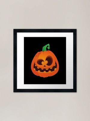 Halloween gruseliger böser Kürbis lustig gerahmtes Wandbild Poster Leinwanddruck Bild
