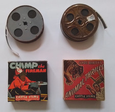"ANIMAL FILMS 2 CASTLE FILMS HOME MOVIES 8 MM 50 FT CLYDE BEATTY CHIMP FIREMAN