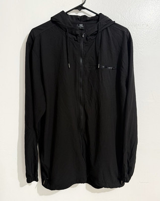 LEG3ND Men s Black Full Zip Activewear Hooded Long Sleeve Jacket Size L 