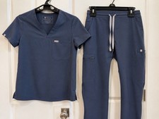 FIGS Scrub Set Womens XS Dark Harbor Yola Skinny Pants Technical Collection