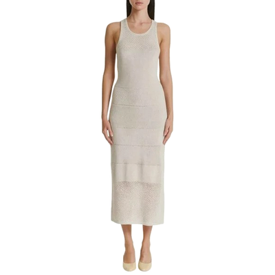 Rachel Zoe Womens Dress Size Small Cream & Gold Metallic Open Knit  Reacerback