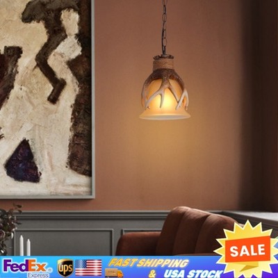 Rustic Ceiling Light Farmhouse Loft E27 110V Resin Hanging Pendant Lamp Fixture