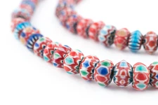 Disk Nepal Chevron Beads 5x8mm Multicolor Glass 25 Inch Strand