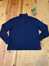 Polo Ralph Lauren Estate Rib Quarter Zip Men Pullover LRG Pony Blue Preppy