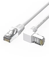 3ft Cat 6 Ethernet Cable, 90 Degree Upward Angle, White, RJ45, LAN, 1Gbps