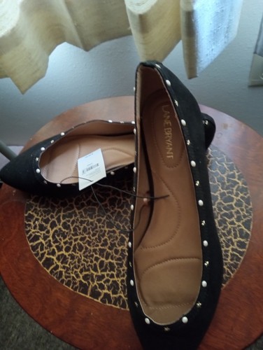 Lane Bryant ~ Stars and Pearls ~ Black Suede Flats ~ Size 10W ~ NEW - Picture 4 of 9