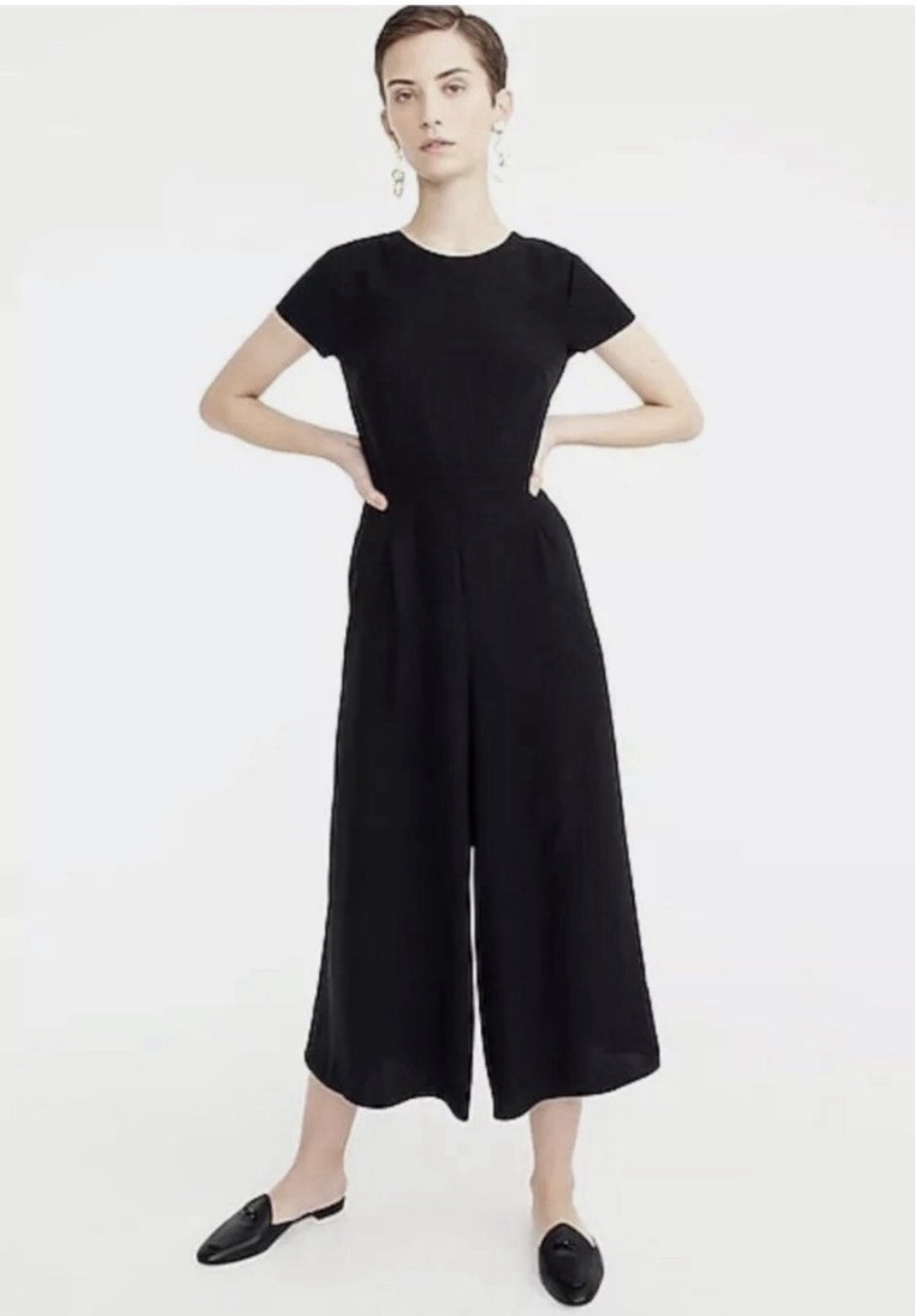 J.Crew Drapey Wrap-Back Jumpsuit in Black Size 6 H6966