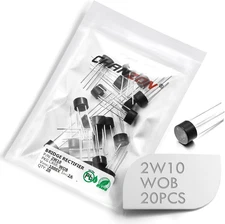 (Pack of 20 Pieces)  2W10 Bridge Rectifier Diode 2A 1000V WOB Single Phase Full