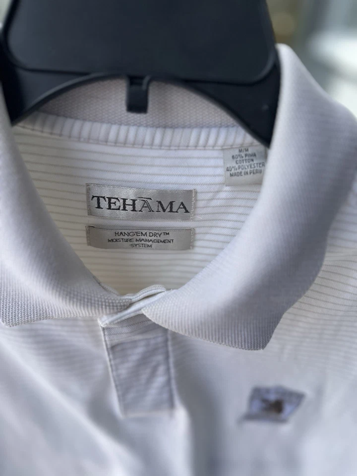 Polo de golf para hombre PGA U.S Open 2007 Oakmont Country Club mediano crema/bronceado a rayas. Foto 4 de 4