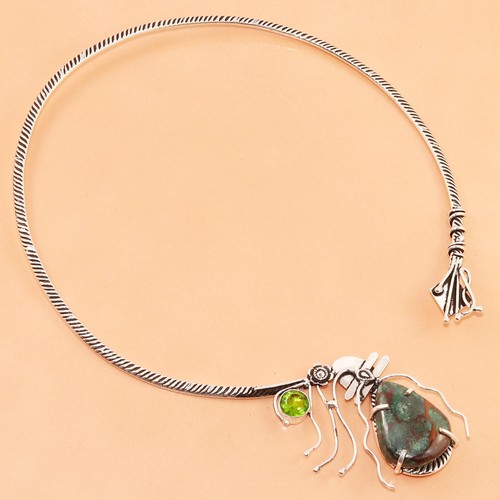 Necklace Chrysocolla Peridot Gemstone Friend Jewelry 16''