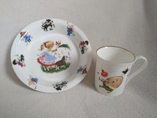 Lovely Vintage Nursery Rhyme Bowl & Cup Bundle, Little Bo Peep, Humpty Dumpty