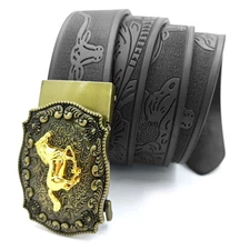 Western Belt Handmade Strap Men Full Grain Leather Automatic Cowboy Rodeo Belt