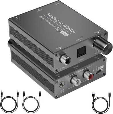 Analog Digital Audio Converter RCA to Optical Coaxial Adapter 3.5mm AUX Jack