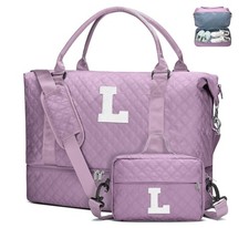 Initial Duffle Bag with Shoe Compartment,Personalized Weekender Bag, Overnigh...