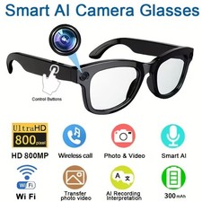 Smart Camera Glasses 8MP 1080P HD Video AI Voice Control Bluetooth 5.4 Audio
