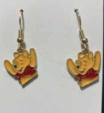 Disney Winnie the Pooh Earrings Goldtone Dangle Hook Jewelry New Women Girl Gift