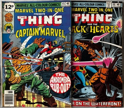 2 x Marvel Two-In-One Comics #45 #48 Thing 1978 Captain Marvel Jack of Hearts