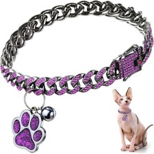 Hillban Cat Collar Diamond Chain Glitter Coll...