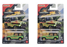 2025 Matchbox Jeep Wrangler 18 Green JURASSIC WORLD REBIRTH - Set of 2