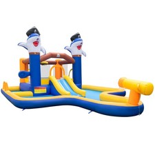 Inflatable Water Park with Slide and Splash Pool 580x410cm 420D Oxford Fabric