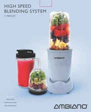 NW! Ambiano High Speed Blending System. 11 Piece Set. NWB - Light Blue Bullet