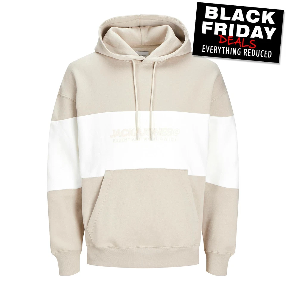 Jack & Jones Legacy Mens Hoodie Comfort Casual Hooded Sweatshirt Beige